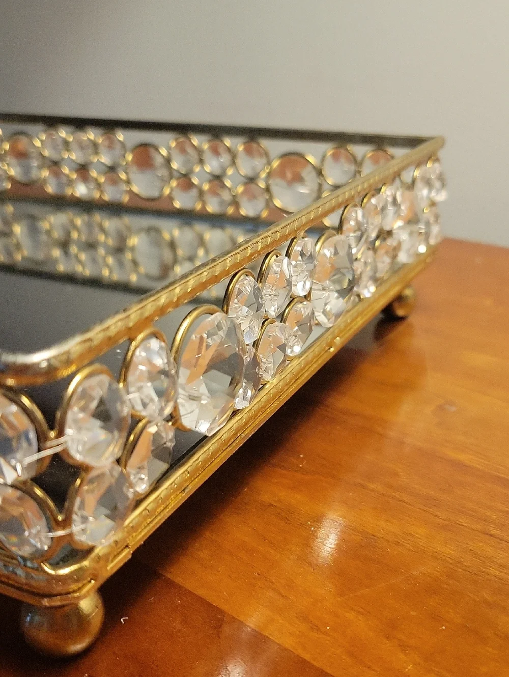 Crystal Accent Tray - Gold  Mirrored   Dresser/Bath Large Vanity Tray